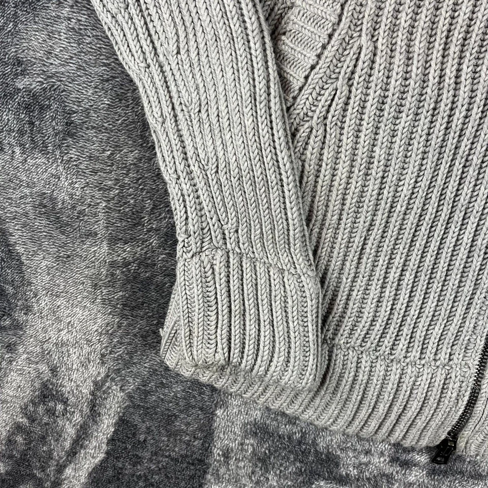 Nicole Farhi Chunky Knitted 100% Wool Hoodie Full Zip Gray Jacket Men's M* - Image 3 of 4