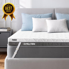 Queen Extra Firm Flippable Mattress Topper Dual Firmness Firm to Extra Firm Bed