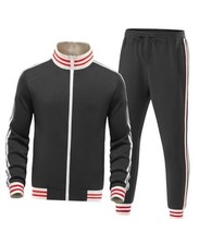 Men  s Tracksuits Set 2 Pieces Active Sweatsuits Casual Jogging Full Large Black