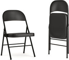 2 Pack HERCULES Series Double Braced Black Metal Folding Chair