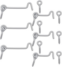 6 PCS Zinc-Plated Iron Safety Hook and Eye Latch 2.5" and 3" Hook Latch
