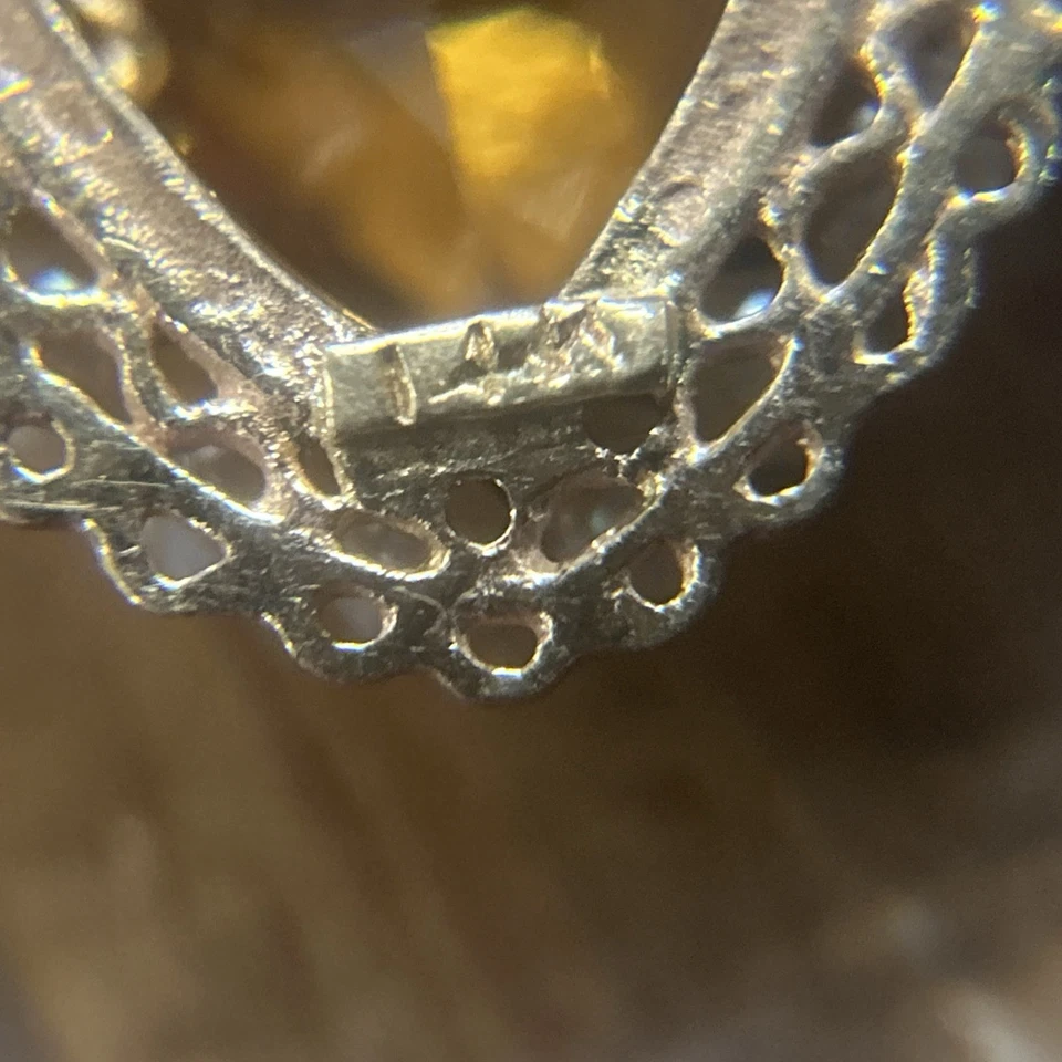 Pendientes colgantes antiguos de oro de 14k con corazón de perlas de topacio naranja 11,04 gramos Foto 3 de 4