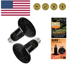 50W 2 Pack Ceramic Heat Lamp,Black Infrared Bulb Emitter Lamp for Pet Coop He...