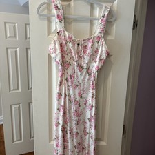 Mango White And Pink Floral Dress
