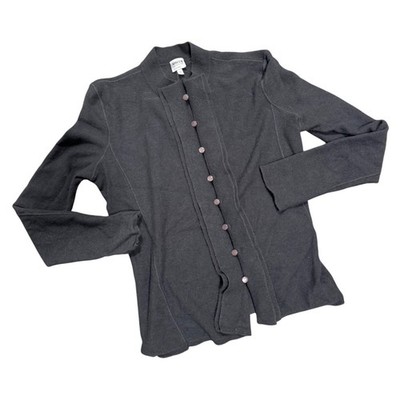 Armani Collezioni Grey Virgin Wool Angora Cardigan Mock Neck Italy Size 12