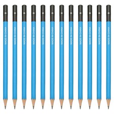 12Pcs B Drawing Pencils for Sketching, Blue/Black
