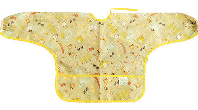 Bumkins Bib 6-24 Mos Waterproof Parachute w Pocket Sleeves Green Gold Camping