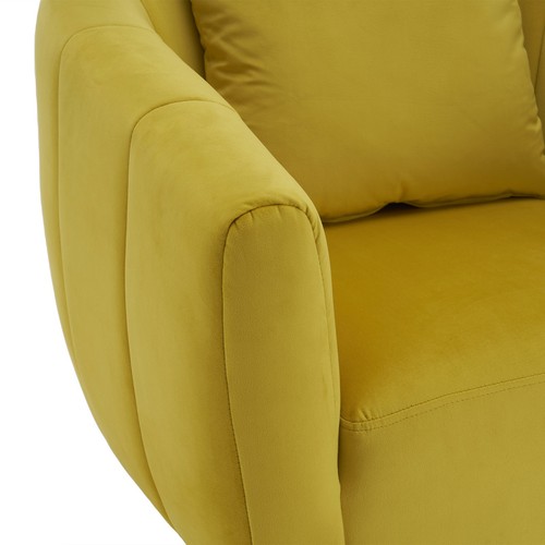 360 Degree Swivel Accent Chair Velvet Upholstered Barrel Armchair Yellow for - Picture 12 of 12