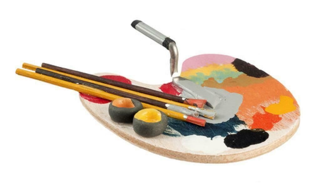 Dolls House Artists Paint Palette Miniature Studio School Accessory