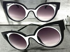 Classic Funky Vintage Retro Cat Eye Party Raver SUN GLASSES Unique Black Frame