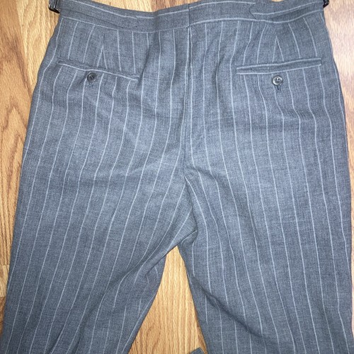 Rubinacci London House LH Napoli Bespoke Linen Gray Striped Suit 38R 32 27.5 - Picture 10 of 12