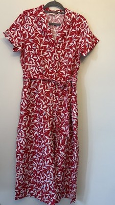 BNWT Seasalt Jumpsuit Uk 16 Treen Cove Pure Linen Wide Leg Red White