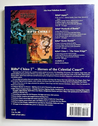 RIFTS RPG World Book 25 China 2 Heroes of the Celestial Court Erick Wujcik 858 - Imagen 2 de 4