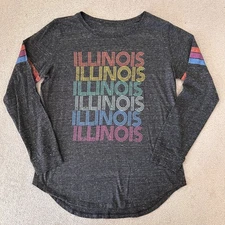 State of Illinois Long Sleeve T-Shirt Gray Adult Size Small