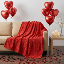 Red Heart Throws Blanket for Women Valentines Day Blankets Red Love Heart Blanke