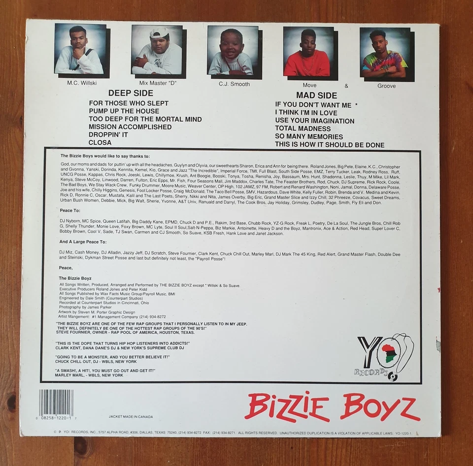 BIZZIE BOYZ - Droppin' It! Vinyl LP YO-1220-1 - Old School Hip Hop (1990) - Bild 2 von 4