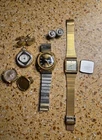 Junk Drawer Lot VTG Estate Watches, Cuff Links- Timex Tiger Eye, Citizen,Lucerne