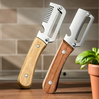 #ad 2 PCS 3 in 1 Multifunctional Vegetable Peeler with Wooden HandleJulienne Slicer. $6.98