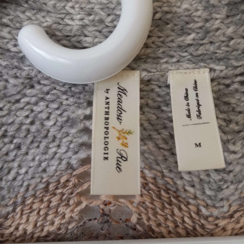 Cárdigan Boho Informal MEADOW RUE Anthro Mujer Frente Abierto Tejido Algodón Mezcla Lana M Foto 2 de 4