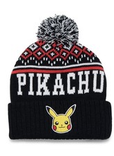 Pokemon Pikachu Pom Beanie Hat Tote Black/White/Red One Size Unisex Adults BNWT