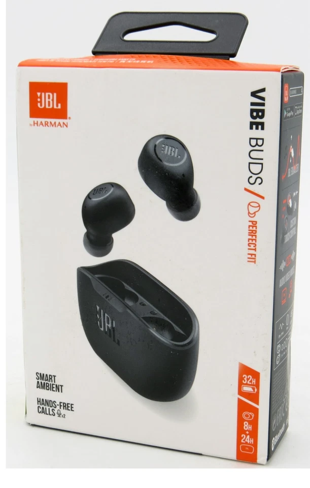 JBL Vibe Buds Wireless Water Resistant Bluetooth Earbuds - Black - Excellent