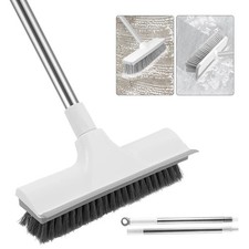 2 in 1 Floor Scrub Brush Squeegee Cleaning Sweepers with Adjustable Long Handle