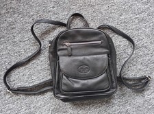 Rowallan small black leather backpack, used once!