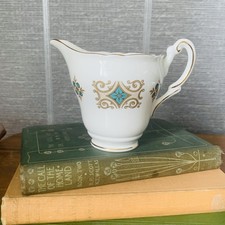 Regency Vintage Bone China Creamer/Milk Jug Teal Gold Tea Party