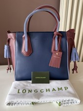 Longchamp Penelope Damentasche Leder Burgunderrot-Blau Staubbeutel ✨ Neuwertig