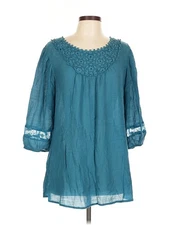 Olive and Oak Women Green 3/4 Sleeve Blouse L