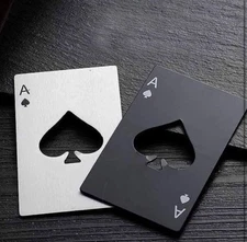 Stainless Steel Poker Card Bottle Opener (1  black ) ￼