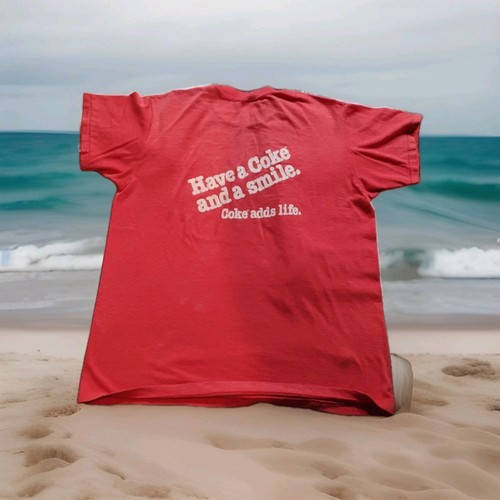 80s Coca Cola Coke T-shirt extremely rare and unique pop soda medium adds life - Picture 2 of 5