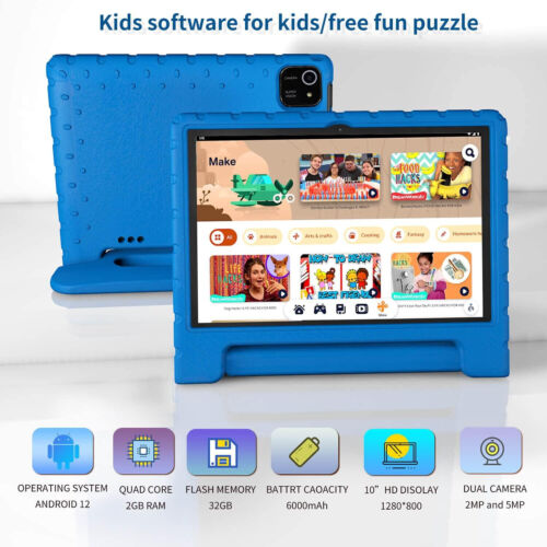 JREN Tablet 10" IPS HD 4GB RAM 64GB Google Family Link