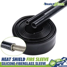Flexible Heat Shield Fire Sleeve Silicone Fiberglass Cable Protect Against Flame