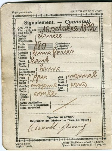 1923 Switzerland Passport with US Visa Stamps & Consulate Receipt Free Shipping - 画像4/16