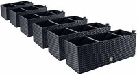 6X Balkonkasten Blumenkasten Rattan-Optik Pflanztopf BlumenküBel Anthrazitpafen