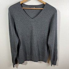 Kallspin V-Neck Cashmere Wool Blend Gray Sweater Men  s L