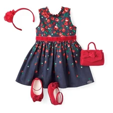 American Girl Janie and Jack Wrapped in Roses Party Dress Outfit complete 18 IN