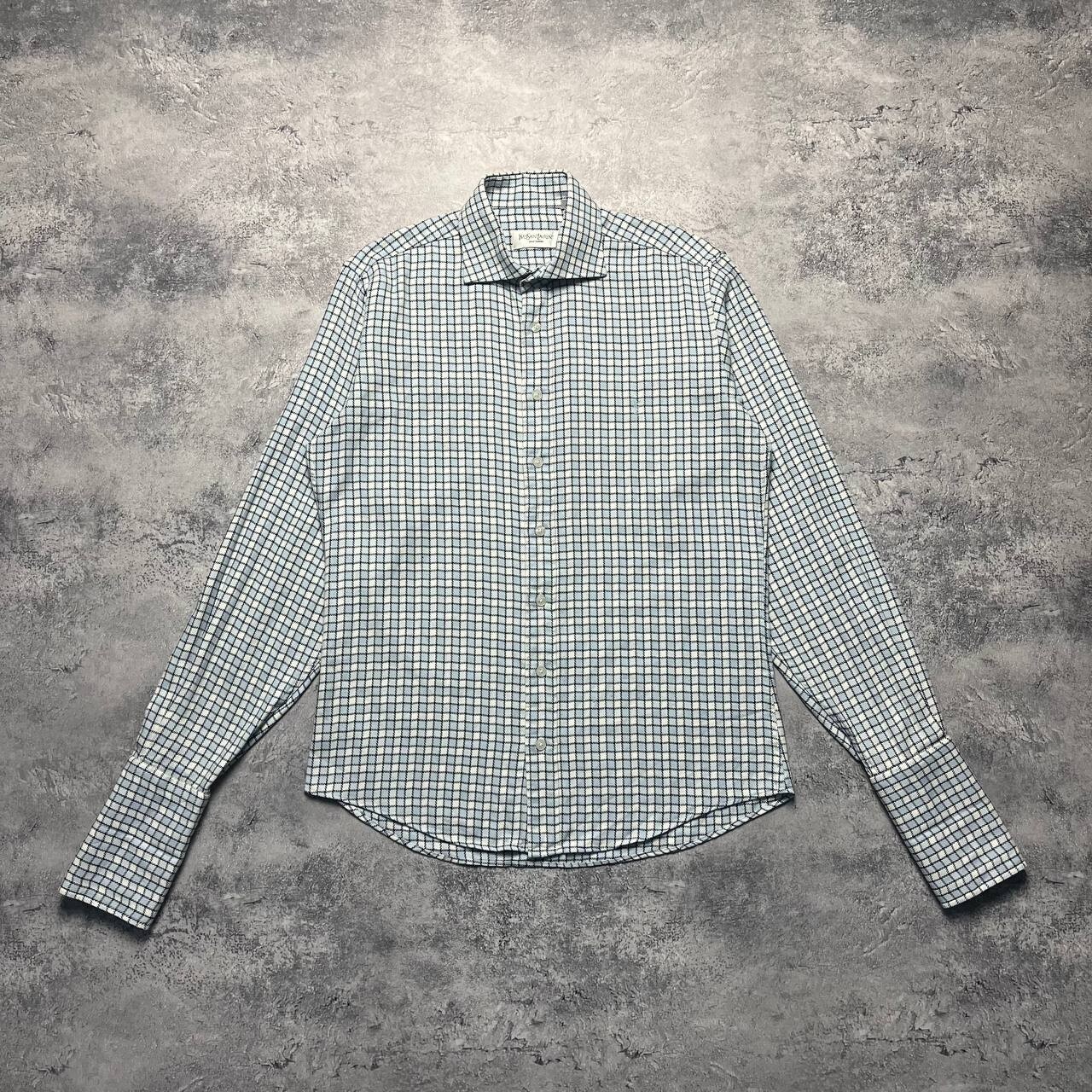 Yves Saint Laurent camicia a quadri uomo taglia M manica lunga con bottoni