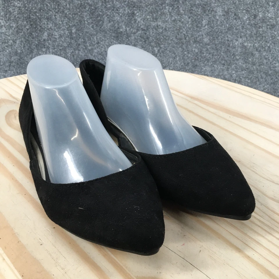 Ollio Ballet Plano Para Mujer 6.5 Negro Punta Punta Sin Cordones Informal Cómodo Imitación Gamuza Foto 3 de 4