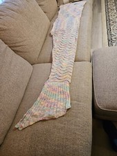 Rainbow crochet mermaid tail blanket