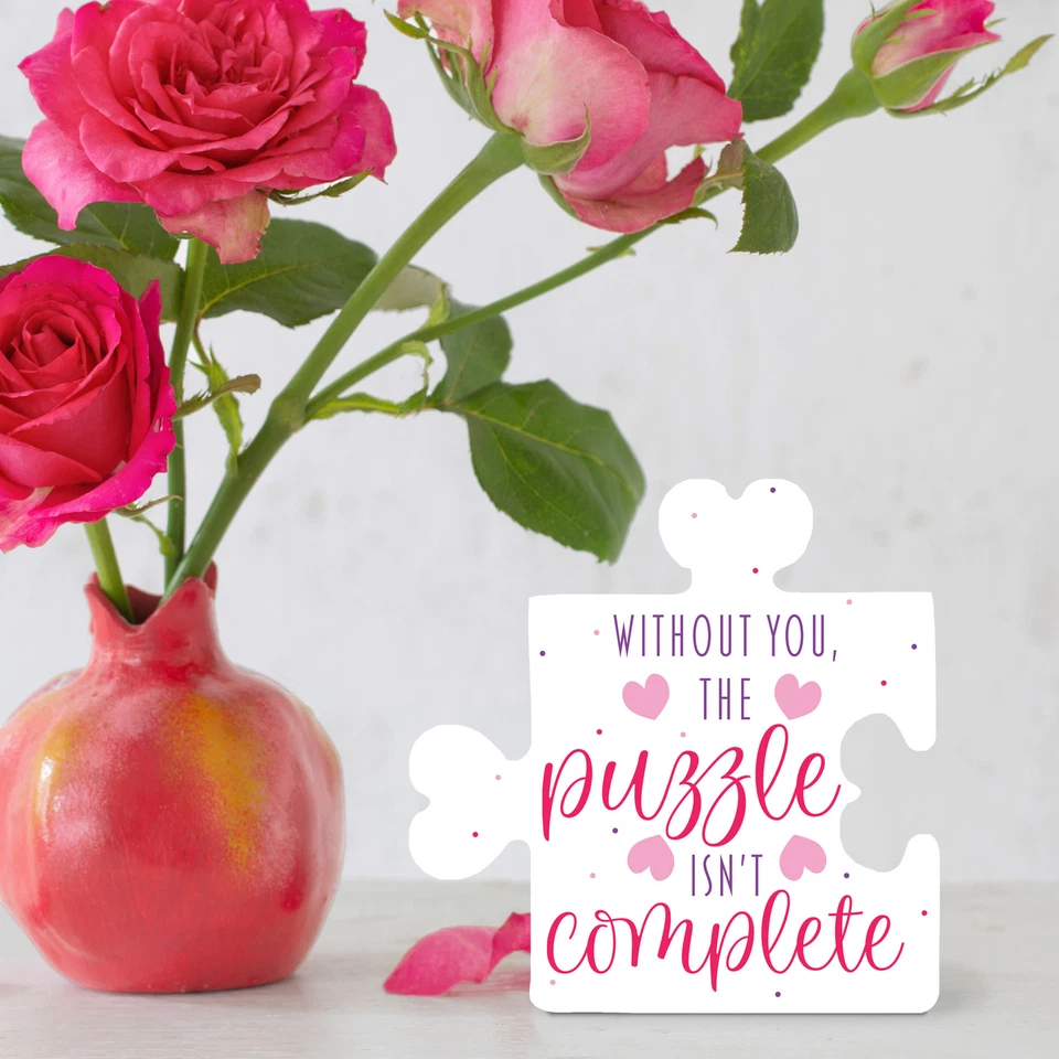 Letrero rompecabezas PVC decoración día de San Valentín, sin ti el rompecabezas no está completo Foto 2 de 4