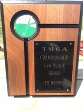 Retro Golf Vintage Trophy Wall Plaque Office Decor Inscribed TMGA Championship