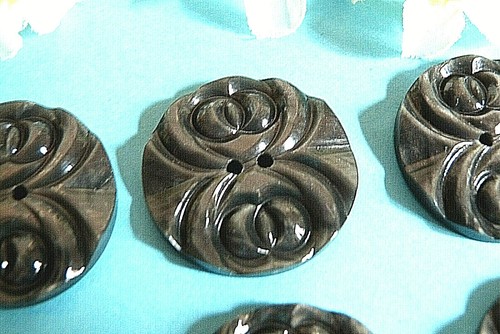 323BISC Stunning Buttons Vintage " Engraving " Grey Lot Of 6 Buttons ÉP.1950 - Picture 2 of 2
