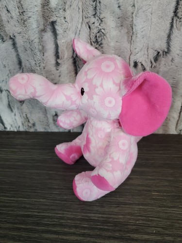 Juguete de peluche People Pals rosa floral patrón de flores de elefante de 7,5" - Imagen 3 de 8