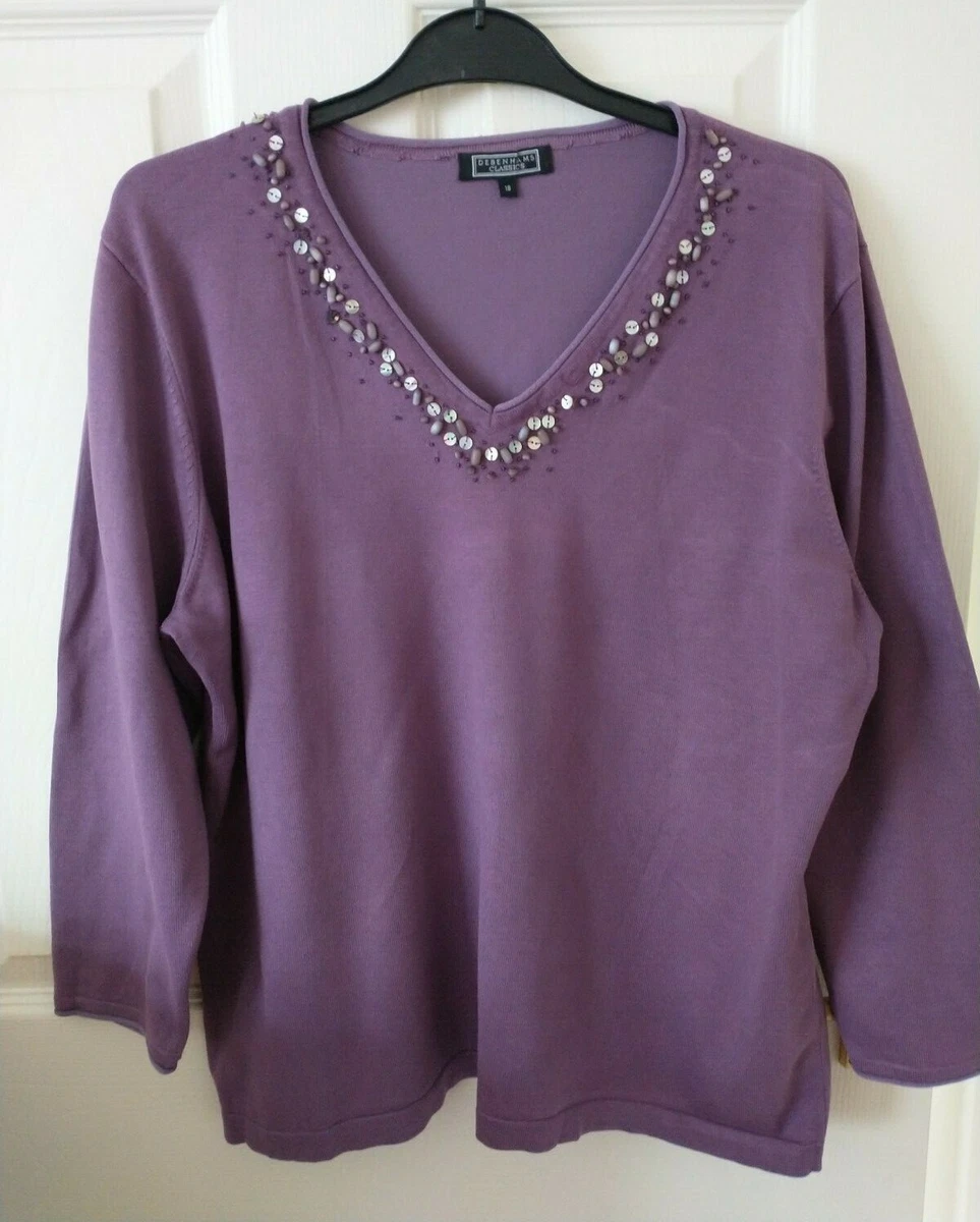 Debenhams Classics jumper Purple mauve V neck with gorgeous