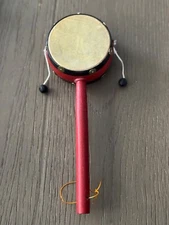 Vintage Den-Den Daiko Japanese Spin Drum Toy Karate Kid  Hand Instrument Kids