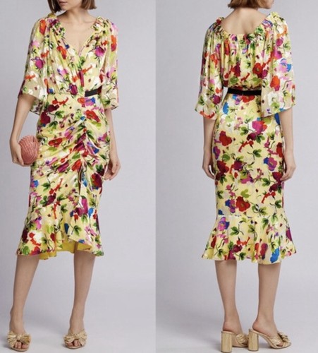NWT SALONI Olivia Yellow Floral Ruched 