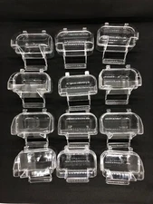 12 Pack Clear Acrylic Bird Cage Feeders Covered C Cups 3 oz  Parakeet Canary