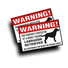 2X Warning Decal Sticker Labrador Retriever Chocolate Yellow Black Lab Dog Pet